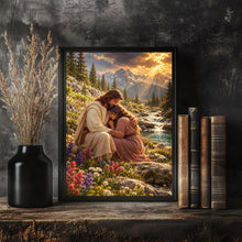 Jesus Hugging Girl Art Print, Christian Wall Art, Savior's Love Digital Download, Bible D-BQ49QM