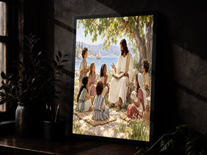 Jesus Teaching Children Art Print Christian LDS Wall Decor, Jesus with Children Art, Prin-69LHCY
