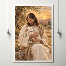 Jesus and Lamb Digital Art Print, The Lost Sheep, Jesus Leaves the 99, Lamb of God Christ-E51IP3