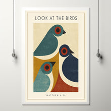 Look at the Birds - Matthew 6 26 - Folk Bird Christian Poster