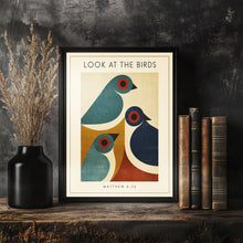 Look at the Birds - Matthew 6 26 - Folk Bird Christian Poster