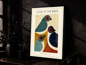 Look at the Birds - Matthew 6 26 - Folk Bird Christian Poster