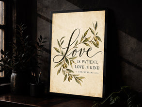 Love Is Patient Love Is Kind - 1 Corinthians 13 4 - Calligraphy Bible Art