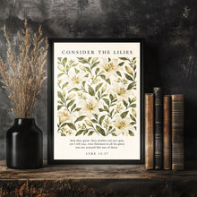 Luke 1227, Consider the Lilies Bible Verse Print, Christian Wall Art, Minimalist Floral C-524OJJ