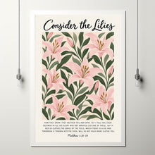Matthew 6 Lilies Print Modern Christian Bible Verse Art
