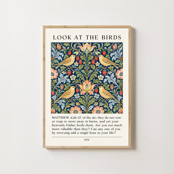 Matthew 6 Vintage Christian Art Print William Morris Style