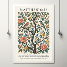 Matthew 6 Vintage Christian Art Print, Birds of the Air