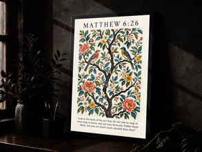 Matthew 6 Vintage Christian Art Print, Birds of the Air