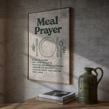 Meal Prayer Christian Poster Sage Green Retro Wall Art