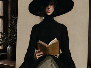 Victorian Woman Reading Wall Art – Dark Academia Gothic Book Print