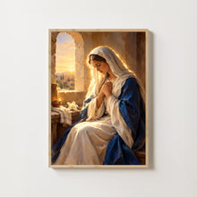 Mother Mary Praying Portrait, Christian Catholic Art Digital Download, Religious Wall Dec-QC49NX