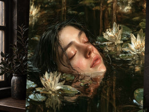 Ophelia in the Water Wall Art – Gothic Victorian Lily Pond Print