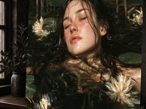 Ophelia Wall Art – Dark Water Lily Victorian Portrait Print