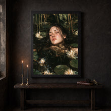 Ophelia Wall Art – Dark Water Lily Victorian Portrait Print
