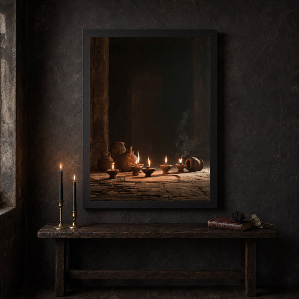 Parable of the Ten Virgins Wall Art – Matthew 25 Oil Lamp Print