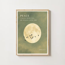 Peace I Leave With You - John 14 27 - Moon and Birds Christian Poster