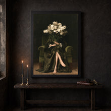 Victorian Peony Bouquet Wall Art – Dark Academia Floral Portrait
