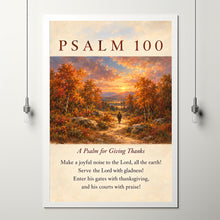 Psalm 100 Vintage Fall Art Print Thanksgiving Scripture