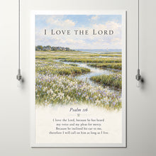 Psalm 116 Scripture Art Vintage Flower Field Painting