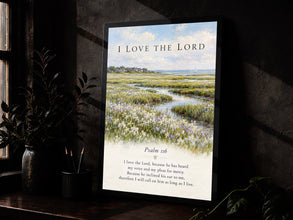 Psalm 116 Scripture Art Vintage Flower Field Painting