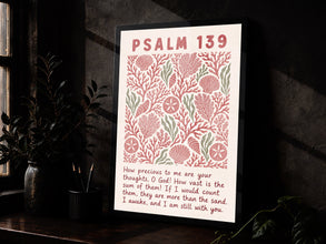 Psalm 139 Coastal Print Pink Christian Wall Art