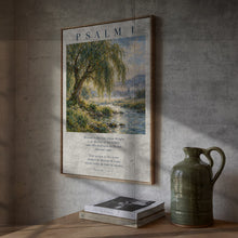 Psalm 1 Christian Wall Art, NIV, Monet Print, Vintage Oil Painting, Landscape Scenery Pri-Y4U3R5