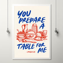 Psalm 23 Kitchen Print Retro Red and Blue Christian Wall Art (Digital Download)