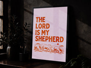 Psalm 23 Pink Vintage Christian Poster Bible Verse Wall Art (Digital Download)