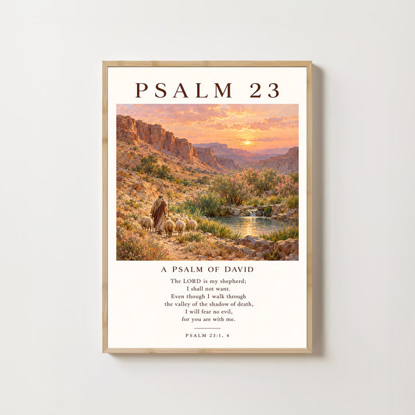 Psalm 23 Scripture Wall Art, The Lord Is My Shepherd Christian Wall Art, Vintage Bible Ve-K6DBQ5