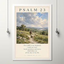 Psalm 23 Scripture Wall Art, The Lord Is My Shepherd Christian Wall Art, Vintage Bible Ve-X100V2