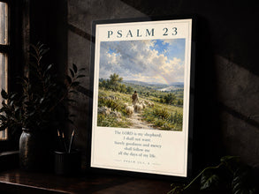 Psalm 23 Scripture Wall Art, The Lord Is My Shepherd Christian Wall Art, Vintage Bible Ve-X100V2