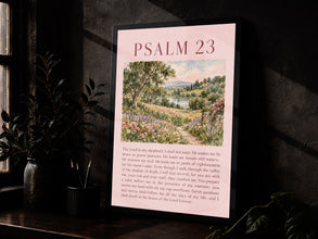 Psalm 23 Vintage Floral Print Christian Wall Art
