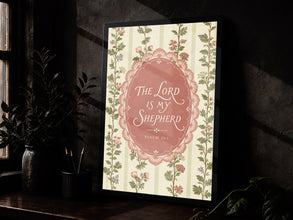 Psalm 23 Whimsical Pink Floral Christian Nursery Print (Printed & Shipped)