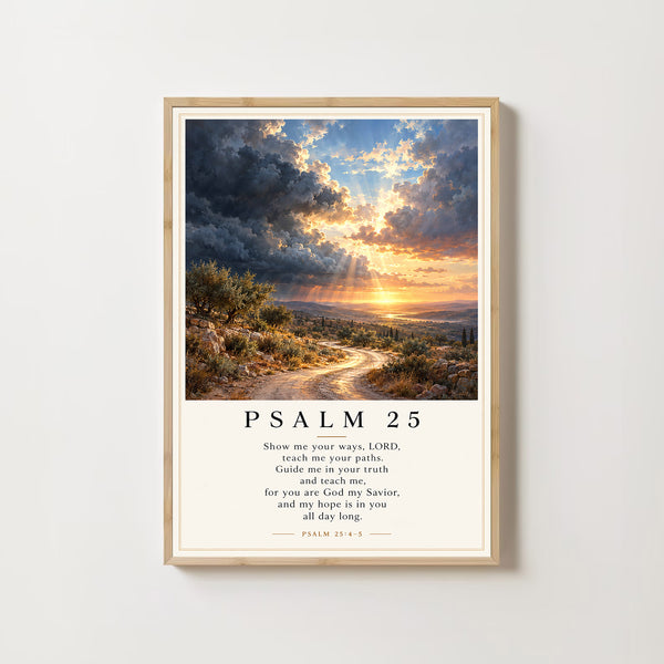 Psalm 25 Wall Art, NLT, Vintage Cloud Oil Painting, Bible Verse Wall Art Poster, Scriptur-I9I6QV