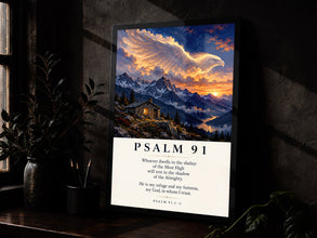 Psalm 91 Art Print Christian Christmas Gift Vintage Scripture Wall Art Bible Verse Faith-S4ETS1