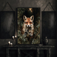 Red Fox Art Print Moody Forest, Dark Academia, Gothic Wildlife Painting