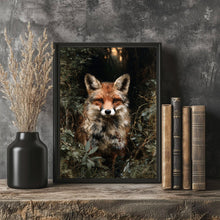 Red Fox Art Print Moody Forest, Dark Academia, Gothic Wildlife Painting