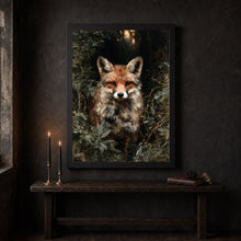 Red Fox Art Print Moody Forest, Dark Academia, Gothic Wildlife Painting