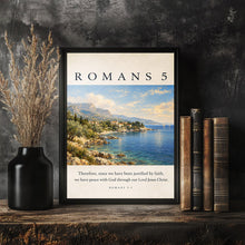 Romans 5 Bible Verse Coastal Print Christian Scripture Art
