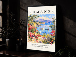 Romans 8 Watercolor Print Christian Bible Verse Wall Art (Instant Download)