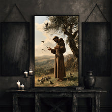 Saint Francis of Assisi Print, Sermon to the Birds, Catholic Wall Art, Franciscan Monk Painti-7PD4CI