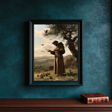 Saint Francis of Assisi Print, Sermon to the Birds, Catholic Wall Art, Franciscan Monk Painti-7PD4CI