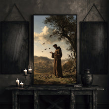 Saint Francis of Assisi Print, Sermon to the Birds, Catholic Wall Art, Franciscan Monk Painti-USJQEP