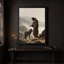 Saint Francis of Assisi Wolf of Gubbio Catholic Art Print, Franciscan Monk Poster, Medieval C-9MZ228