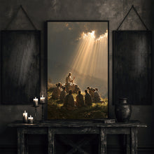 Sermon on the Mount Print, Blessed Are the Meek, Jesus Teaching Wall Art, Christian Home Deco-4V9BB5