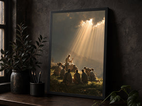 Sermon on the Mount Print, Blessed Are the Meek, Jesus Teaching Wall Art, Christian Home Deco-4V9BB5