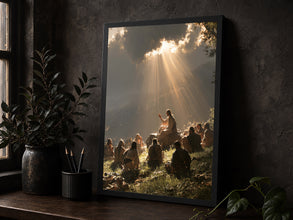 Sermon on the Mount Print, Blessed Are the Meek, Jesus Teaching Wall Art, Christian Home Deco-YITEGG