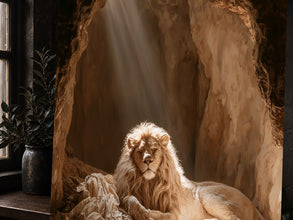 Daniel 6:22 Sleeping Lion Wall Art – Lions' Den Bible Print