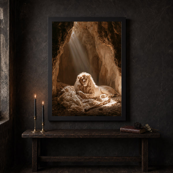 Daniel 6:22 Sleeping Lion Wall Art – Lions' Den Bible Print