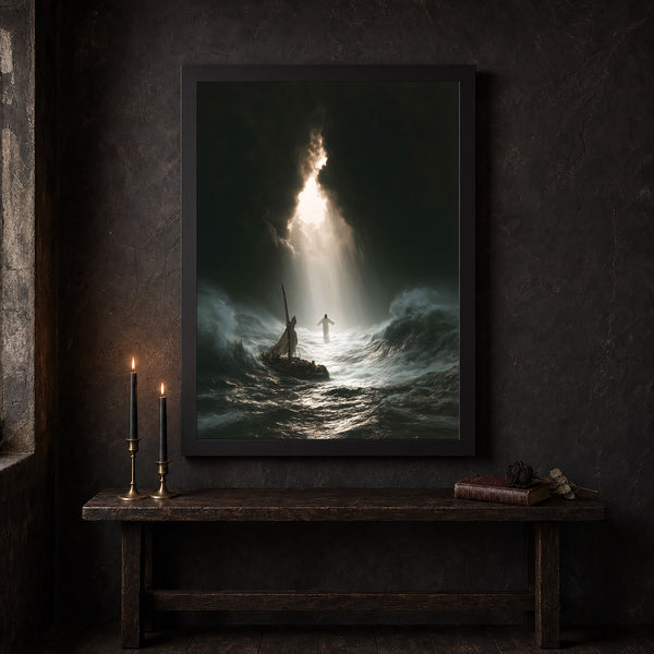 Jesus Walking on Water Print – Matthew 14:25 Light in the Storm